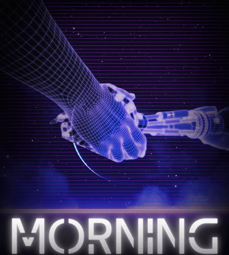 two hands shaking hands in cyberpunk style