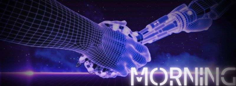 two hands shaking hands in cyberpunk style